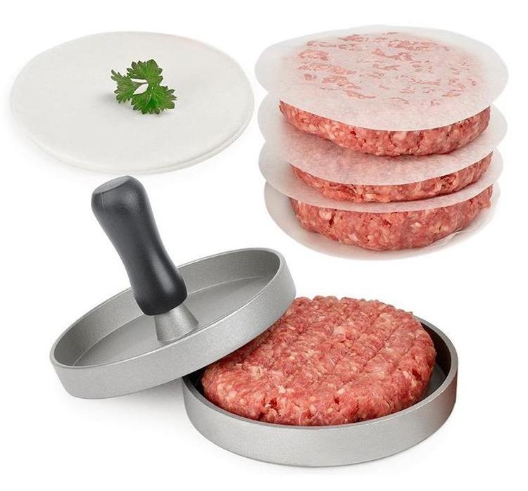 Round Shape Hamburger Press Stainless Steel 11 cm Meat Beef Grill Burger Press