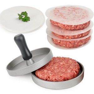 Round Shape Hamburger Press Stainless Steel 11 cm Meat Beef Grill Burger Press