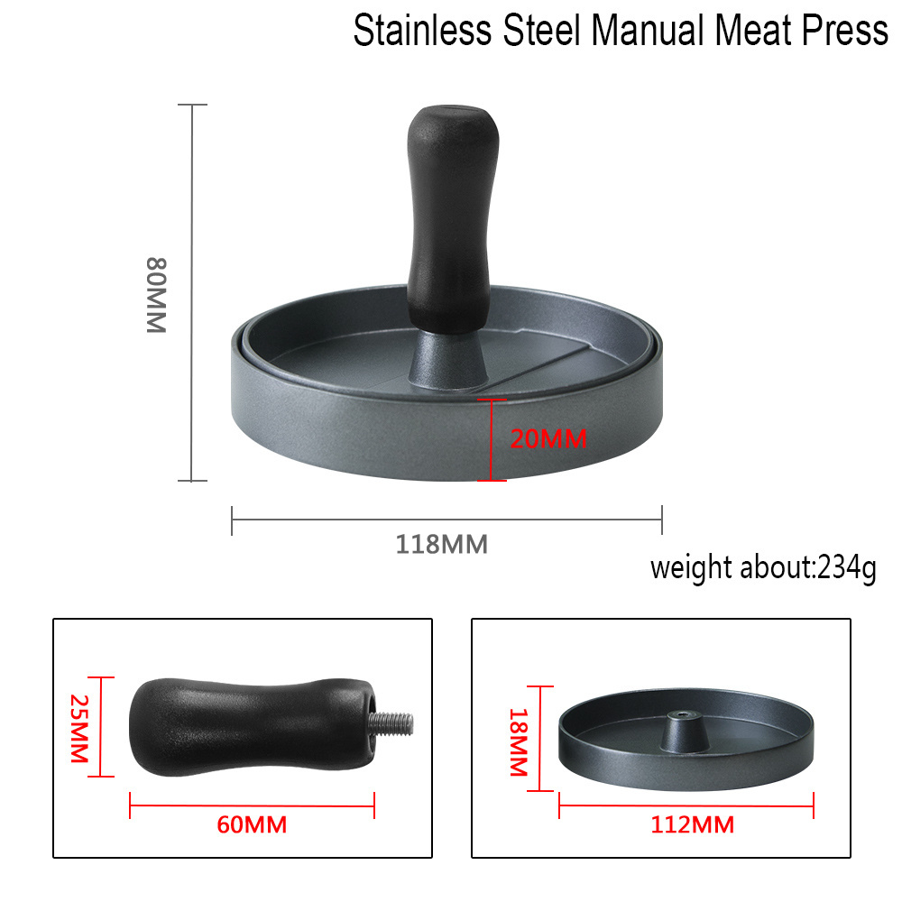 Round Shape Hamburger Press Stainless Steel 11 cm Meat Beef Grill Burger Press