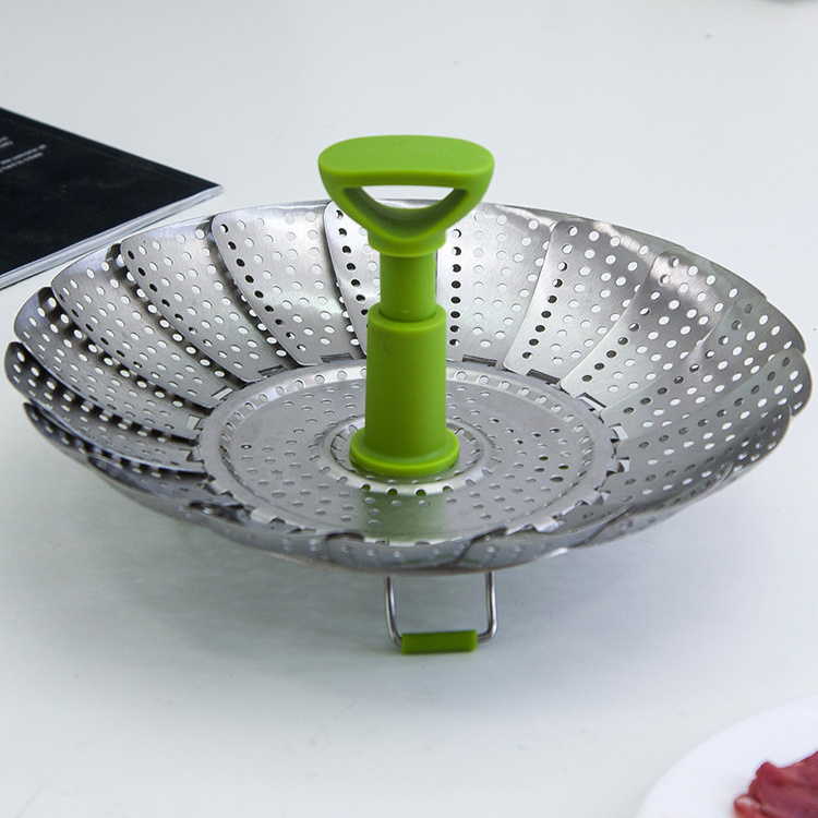 Xingye OEM Food Grade Expandable Vegetable Steamer Basket Folding Stainless Steel Steamer