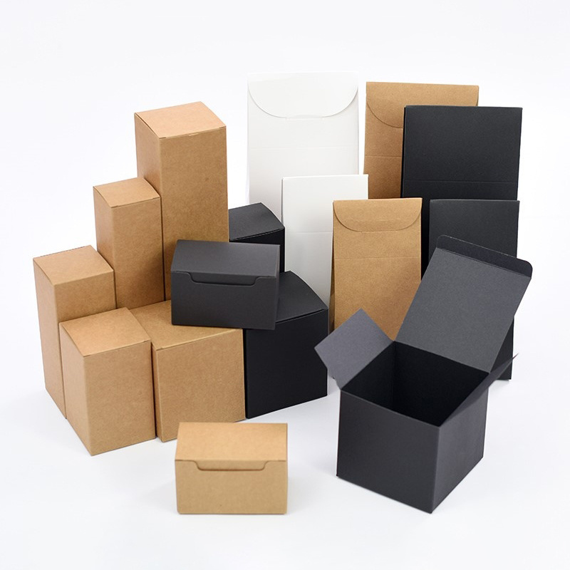 100pc White Black Kraft Paper Cardboard Box Candle Packaging Box Blank Cosmetic Custom Boxes with Logo Packaging