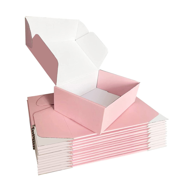 Customized Logo Pink Shipping Boxes For Hoodies Foldable Corrugated Carton Box Underwear Clothing Packaging Mailer Boxes