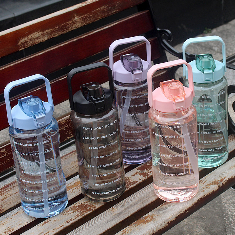 portable 2 Litre clear plastic sports water bottle 2000ML large plastic drinking bottle travel bottle