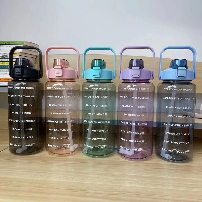 portable 2 Litre clear plastic sports water bottle 2000ML large plastic drinking bottle travel bottle