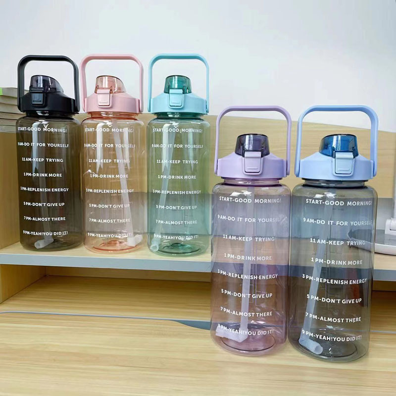 portable 2 Litre clear plastic sports water bottle 2000ML large plastic drinking bottle travel bottle