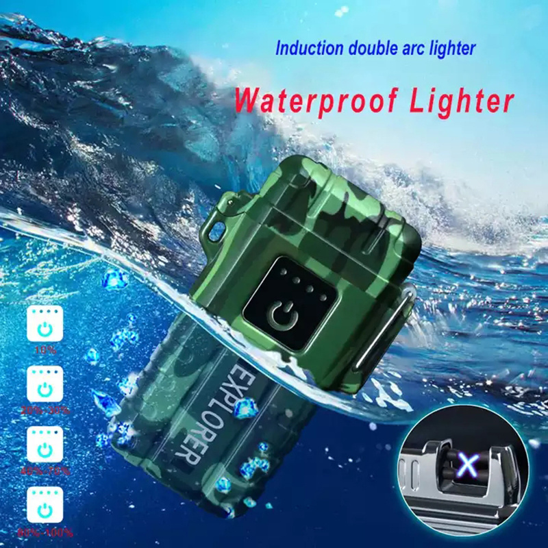 XY830317 New Arrival Custom Chargeable Metal Windproof Outdoor Waterproof Dual Arc Cigarette USB Electric Lighter