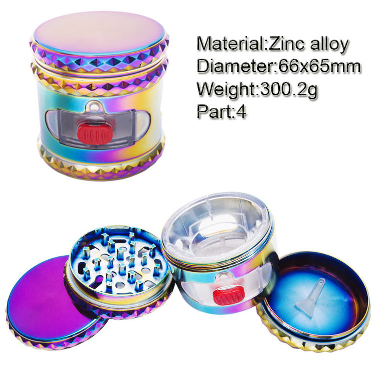 GZ336606 large custom rainbow 65mm 4 layers zinc alloy metal  tobacco herb drawer big Grinder