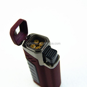 XY011305 High Quality Zinc Alloy Quad Torch Lighter Flame Cigar Metal Lighter With CR Cigar Puncher Cutter Gas Lighters