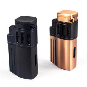 LT01Q603 High Quality Cigar Butane Gas Lighter Quad Torch Lighter With Puncher Smoking Accessories