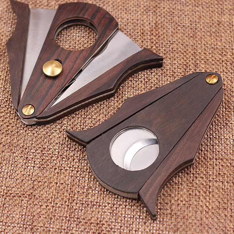 CCUTWS01 Wooden Color Fashion Portable Cigar Cutter Cigar Tool OEM Logo Tobacco Smoking Accessories