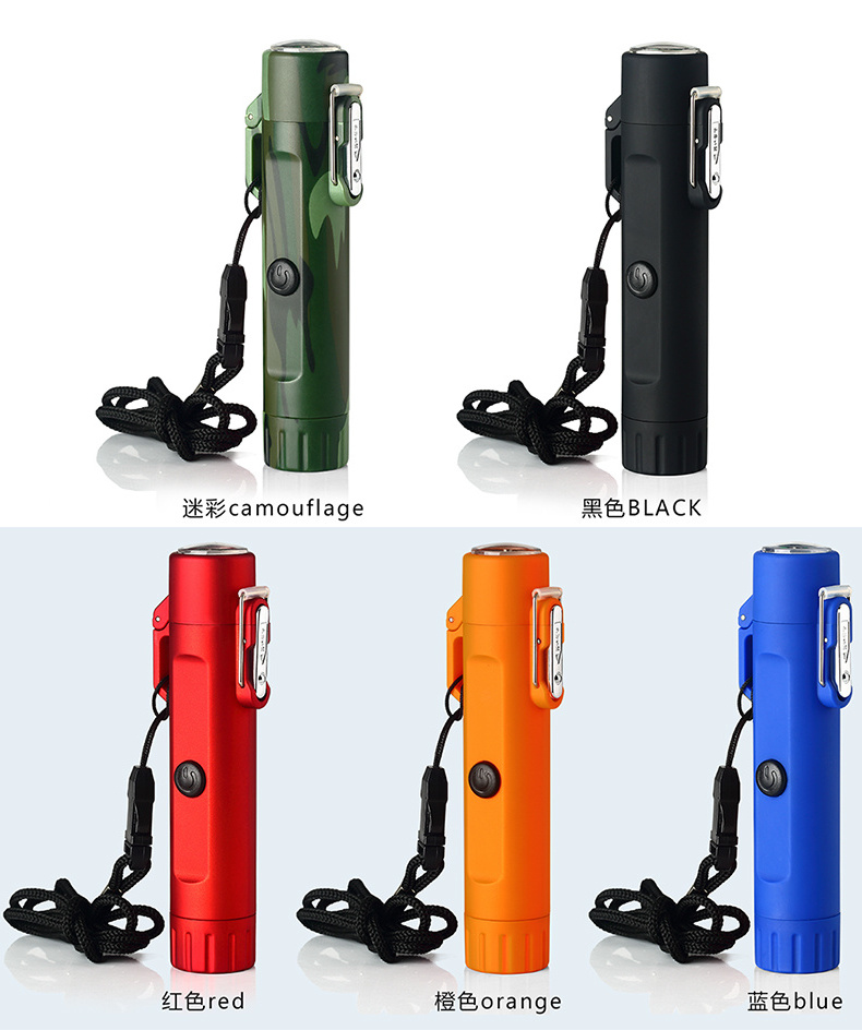 Outdoor Windproof USB Rechargeable Electric Waterproof Plasma Dual Arc Lighter for Survival, Tactical, Camping