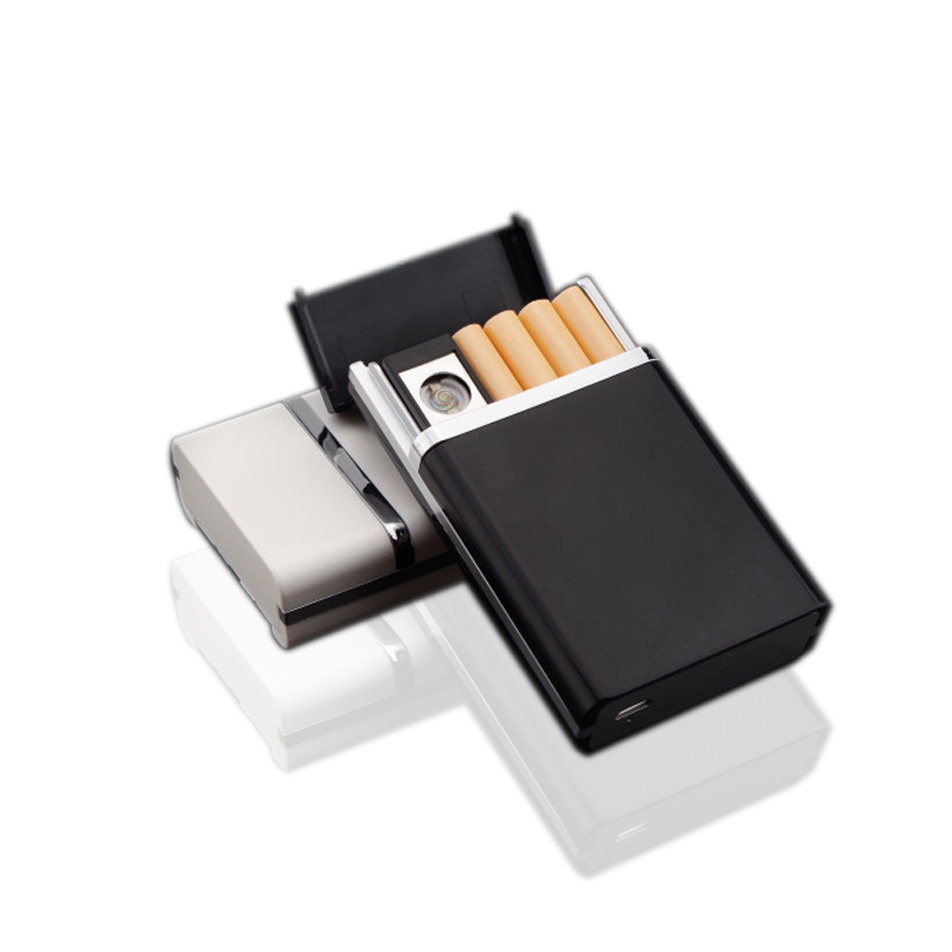 XY501502 New style Electronic Arc Cigarette case Rechargeable USB Cigarette Lighter With smoking Cigarette Case