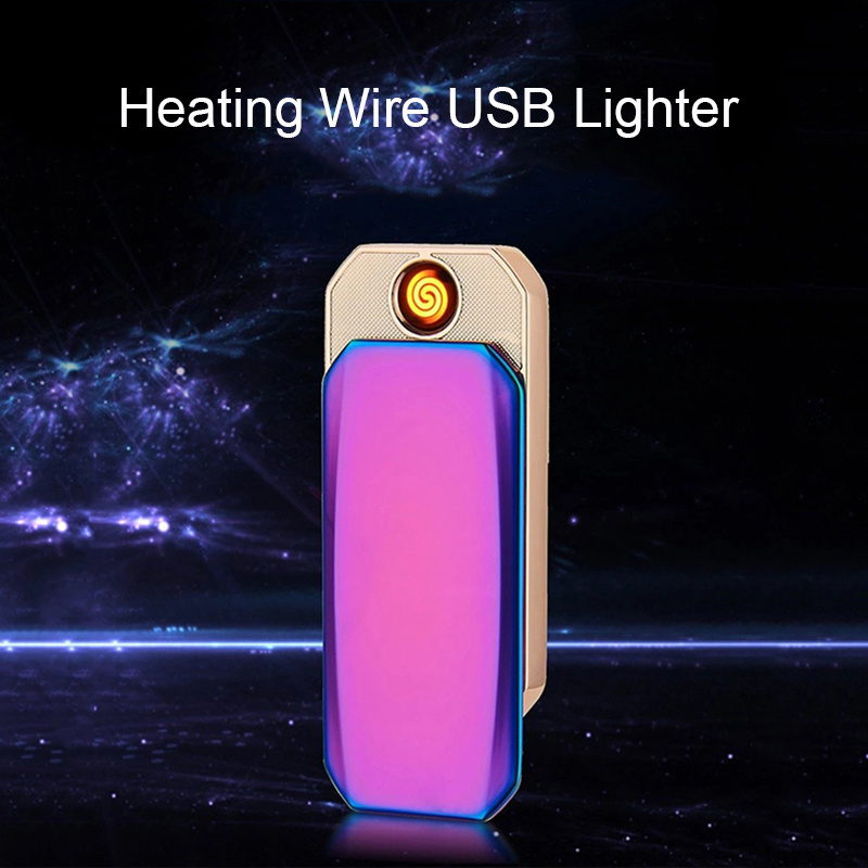 XY830802 Custom LOGO New Fashion Windproof Rechargeable Heating Wire USB Lighters Cigarette Eclectic Lighters