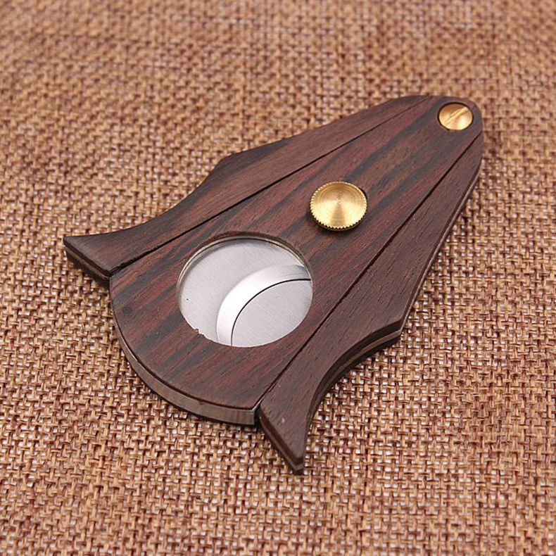 CCUTWS01 Wooden Color Fashion Portable Cigar Cutter Cigar Tool OEM Logo Tobacco Smoking Accessories