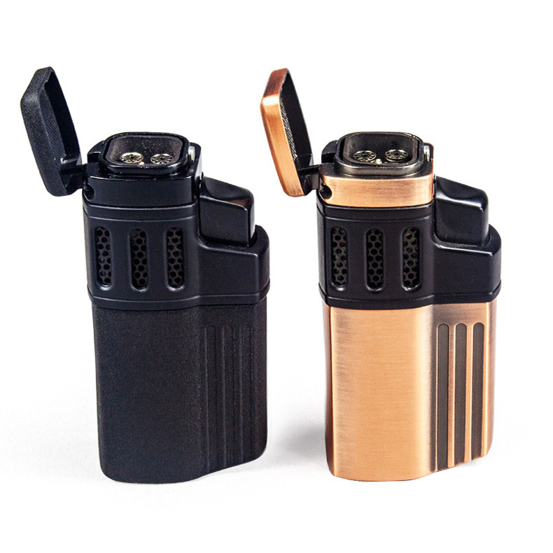 LT01Q603 High Quality Cigar Butane Gas Lighter Quad Torch Lighter With Puncher Smoking Accessories