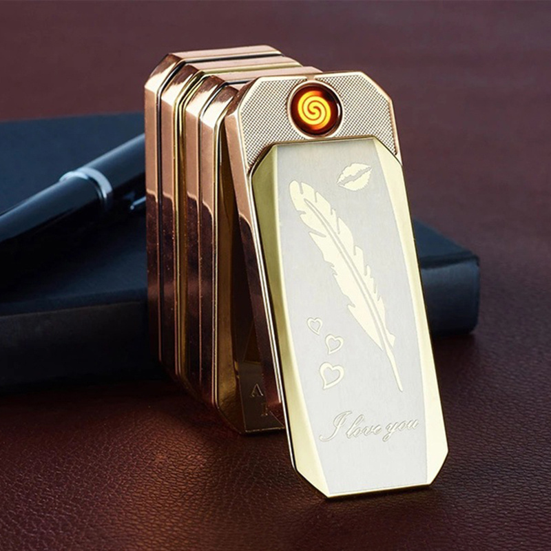 XY830802 Custom LOGO New Fashion Windproof Rechargeable Heating Wire USB Lighters Cigarette Eclectic Lighters