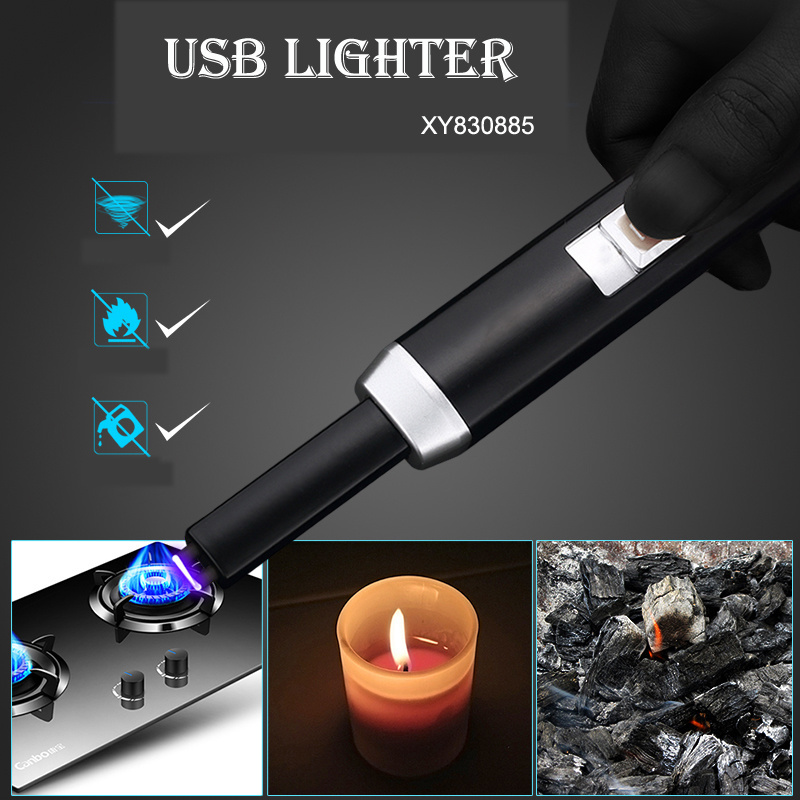 Electronic Lighter Outdoor Single Arc BBQ USB Lighters Kitchen Roast Lighters XY830885 Rechargeable Metal Gift Box Zinc Alloy