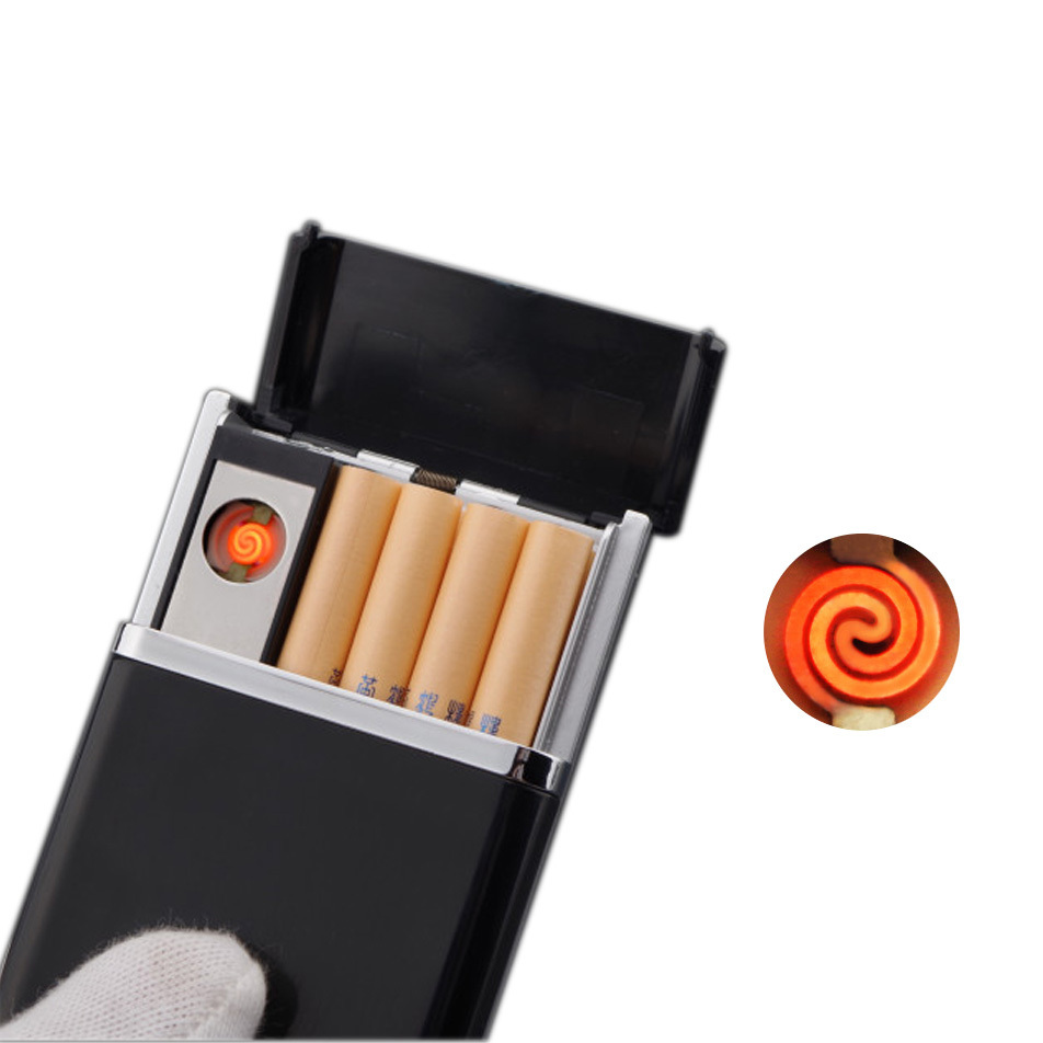 XY501502 New style Electronic Arc Cigarette case Rechargeable USB Cigarette Lighter With smoking Cigarette Case