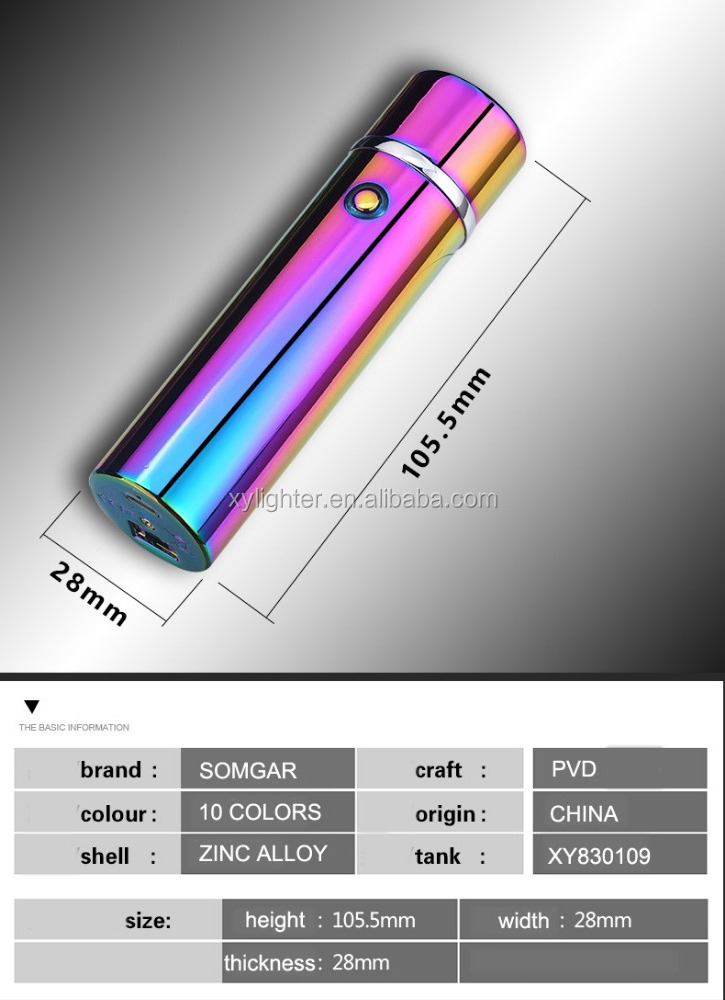 XY830109 Fashion LED Light New Cross Triple Arc Electric Lighter USB Rechargeable Plasma Windproof Lighters