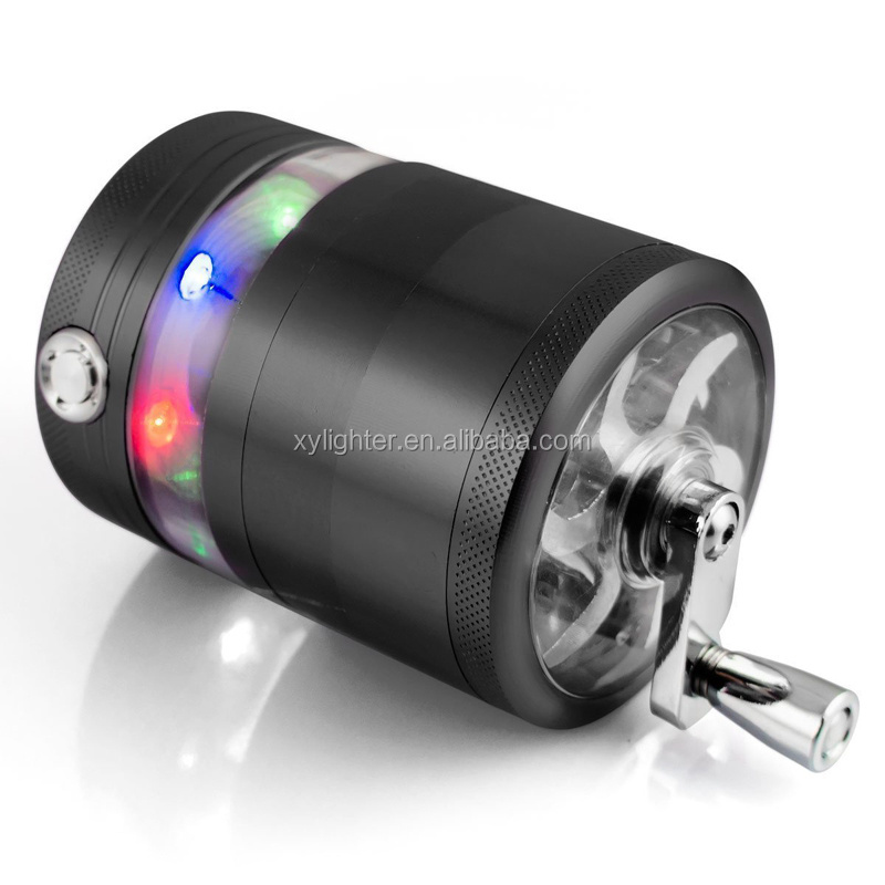 XY358272-6 1Pc Electric Light LED 63MM Aluminum Metal Herb tobacco Grinder