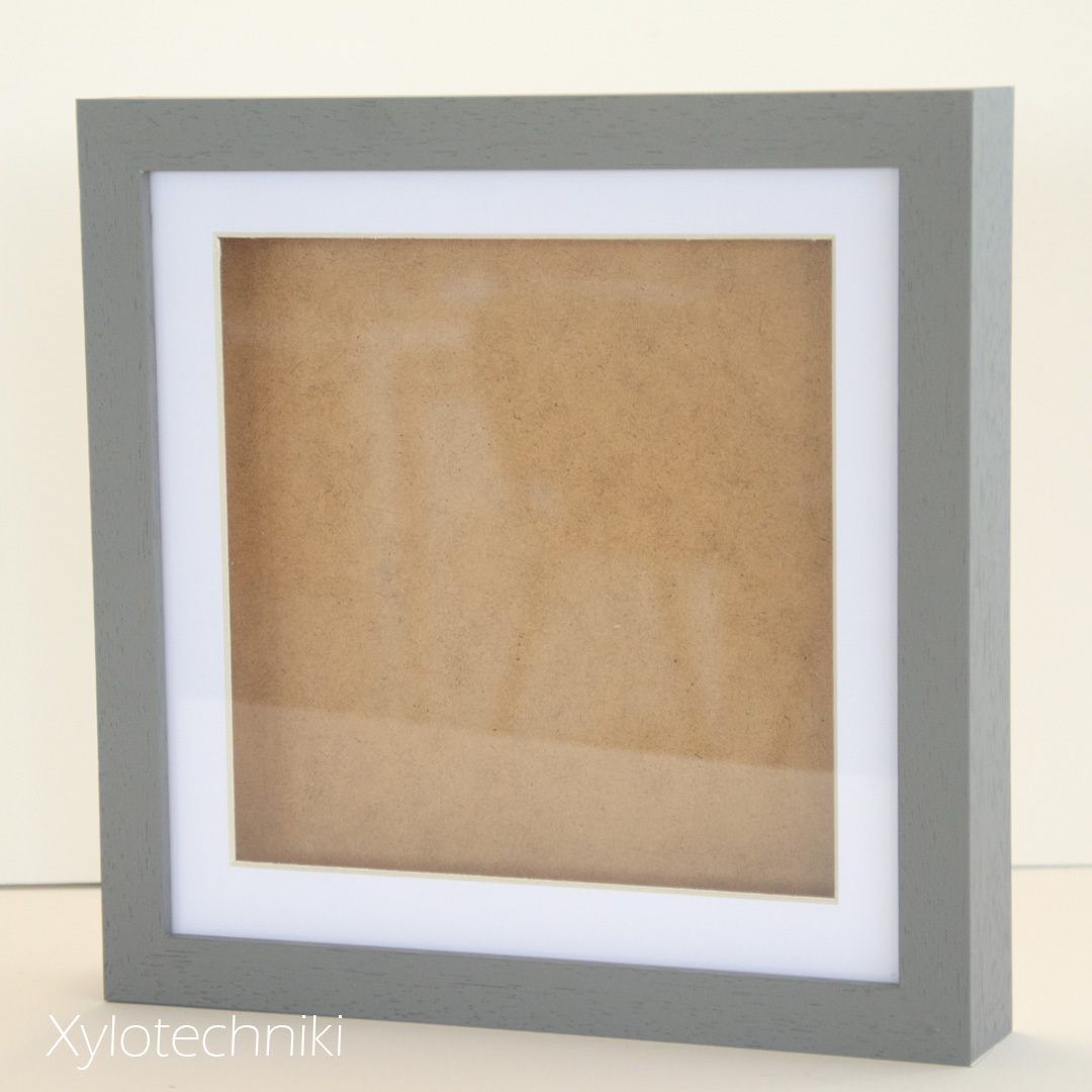 Wholesale wooden shadow box picture frame 23x23 with 3 cm depth and madboard opening for 18*18 photo custom made sizes