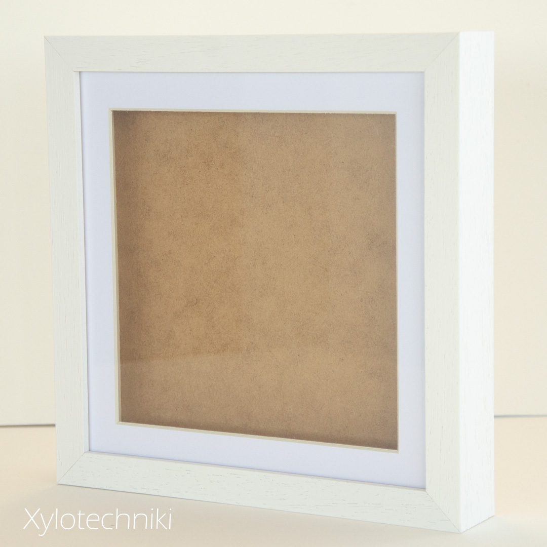 Wholesale wooden shadow box picture frame 23x23 with 3 cm depth and madboard opening for 18*18 photo custom made sizes