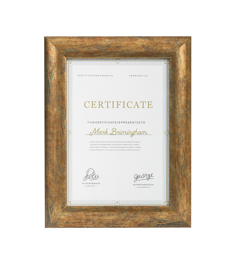 Elegant diploma frame A4 certificate frame from real wood gold elegant decoration 21x29.7 cm picture frame