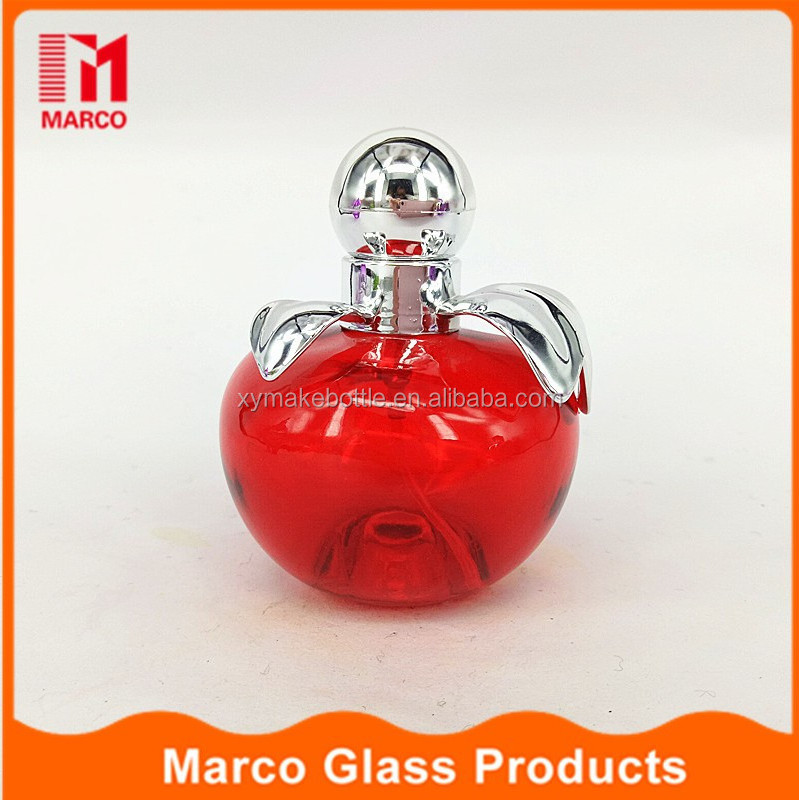 50ml apple logo aluminum cap spray red empety perfume glass bottle