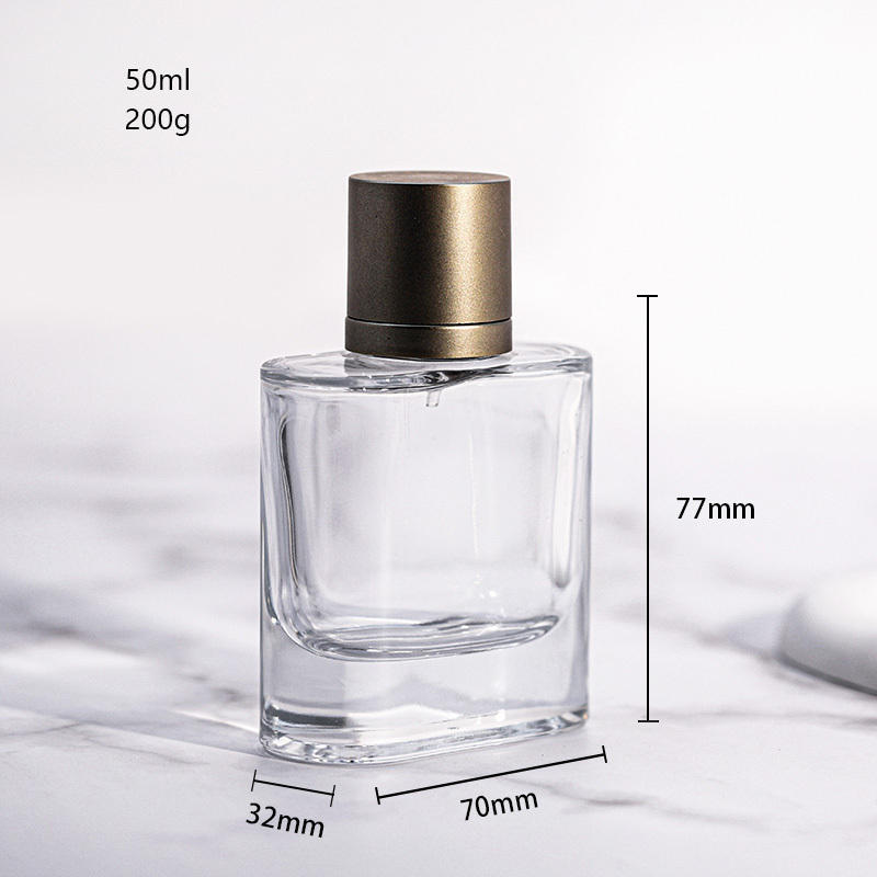 Luxury Customized Matte Black Square Perfume Bottle 50ML Heavy Thick Base Cologne Bottle Dark Blue Mens Nice Fragrance Spray