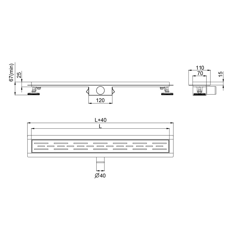 High Quality 120cm stainless steel 304 drain cover tile insert hidden linear shower drain for bathroom