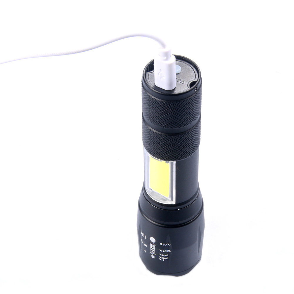 High Quality Aluminum COB Rechargeable Outdoor ZOOM brightest flashlight in the world