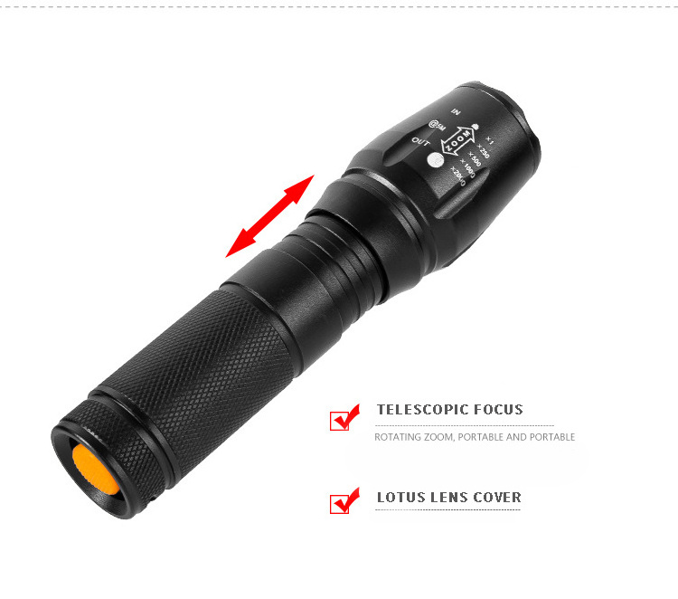 New High Lumens 5 Modes LED Aluminum Zoomable self defense Flashlights for Emergency and Camping