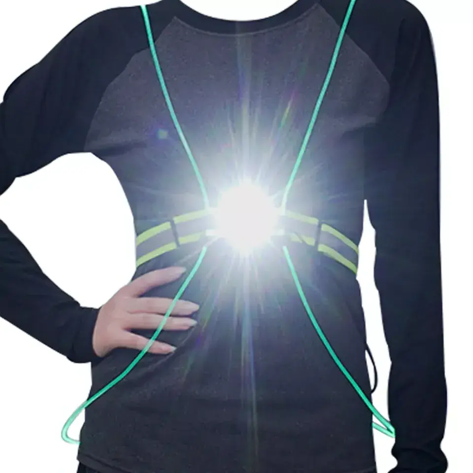 hot riding and running LED strip USB rechargeable super bright front light safety reflective vest