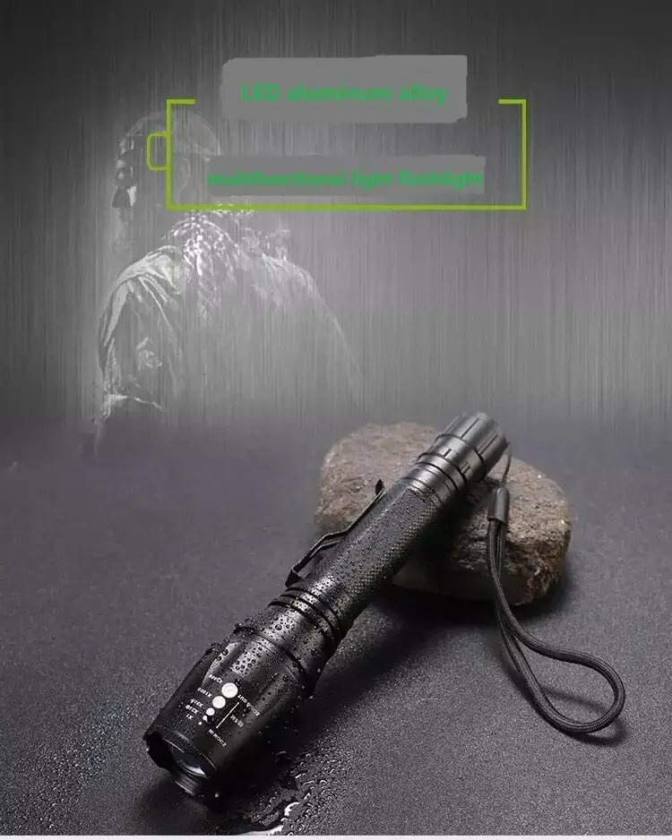 Outdoor high Lumen XML T6 Waterproof LED Zoomable Self Defensive Camping Flashlight