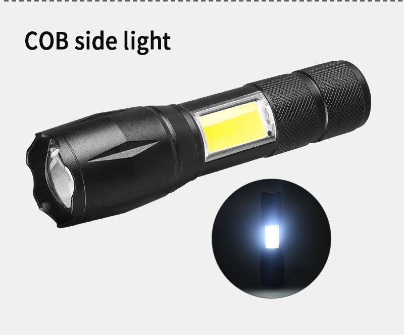 High Quality Aluminum COB Rechargeable Outdoor ZOOM brightest flashlight in the world