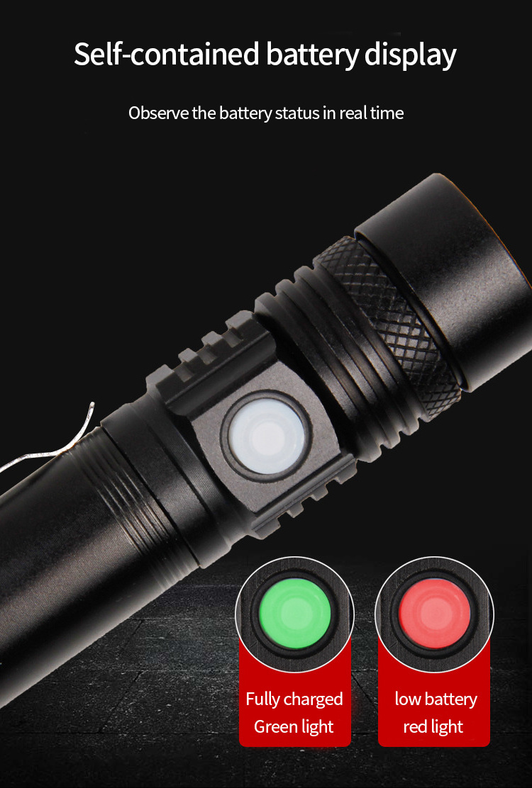 Factory custom strong light Usb rechargeable zoomable spotlight led hunting flashlight