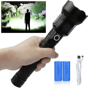 Waterproof Camping Outdoor Tactical Torchlight Flash Light LED USB Rechargeable Strong Light Flashlight Powerful 10W 10000 Lumen