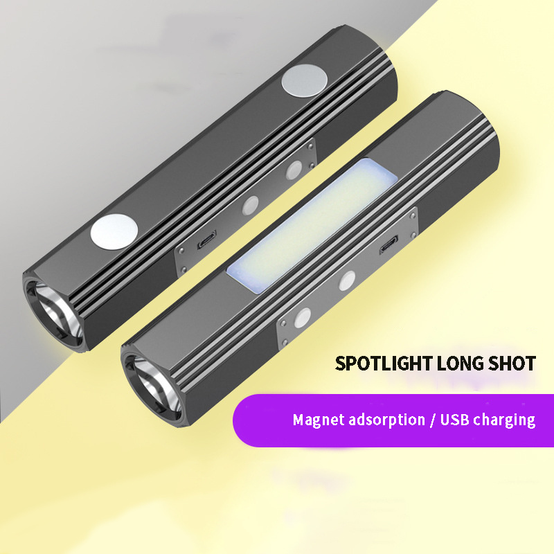 High lumen 18650 battery portable fast charging white light ultraviolet flashlight with usb interface