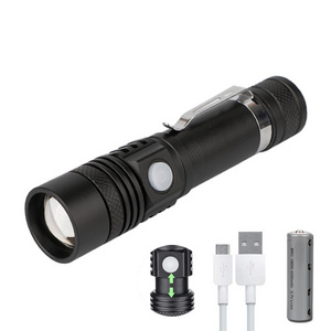 Factory custom strong light Usb rechargeable zoomable spotlight led hunting flashlight