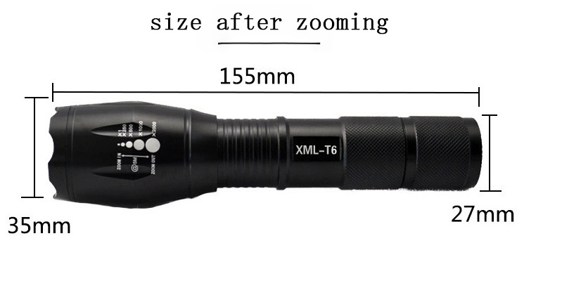 High Power Super Bright Waterproof portable Aluminum alloy Xml T6 Zoomable Tactical rechargeable flashlights torches