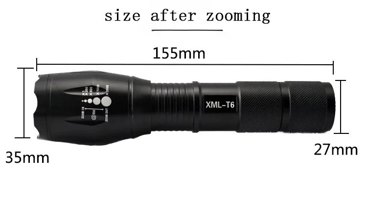 Outdoor portable Xml T6 waterproof long-distance lighting led zoom tactical flashlight