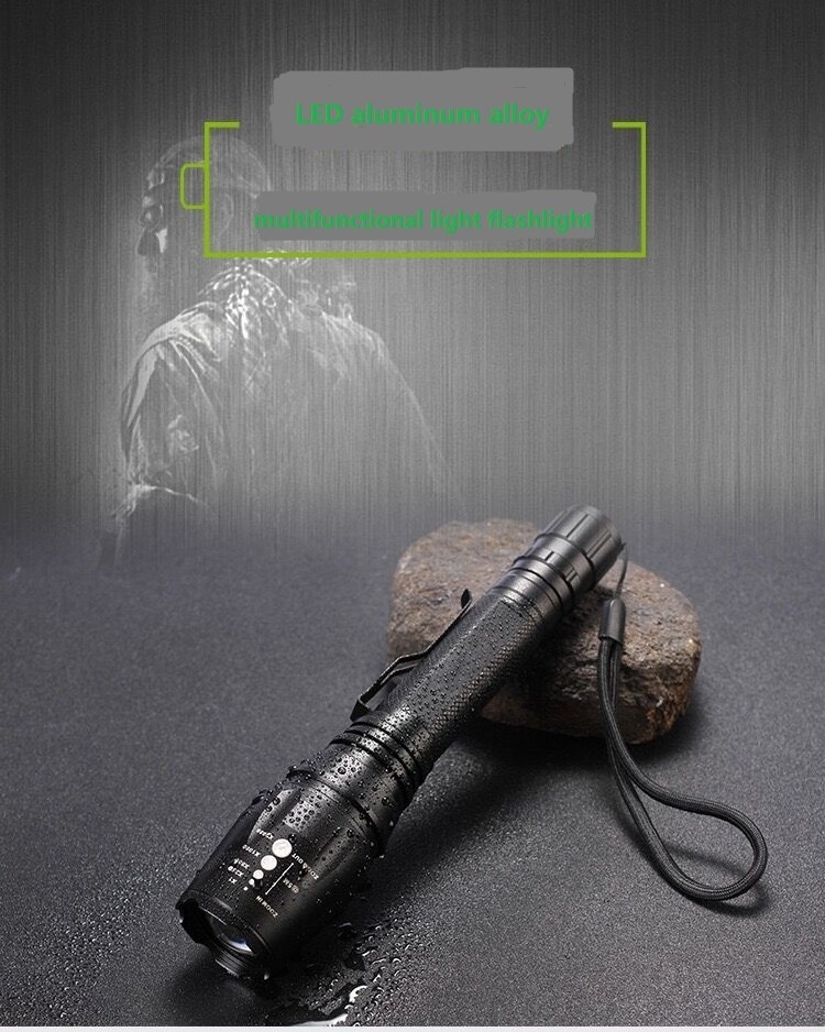 outdoor zoomable built-in charging night camping riding high beam night fishing flashlight