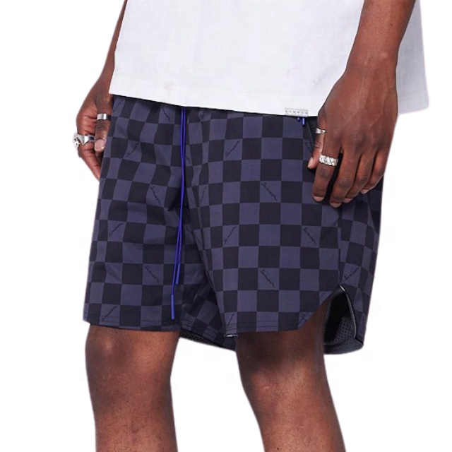 New Arrival Casual Style Nylon Shorts With Checkerboard Print Multi Color Custom Sublimation Print Logo Shorts