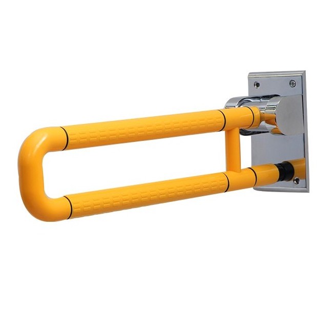 Swing-Up Disabled Bathroom Safety  Nylon Grab Bar Foldable Support for Handicap Accessibility & Space Efficiency