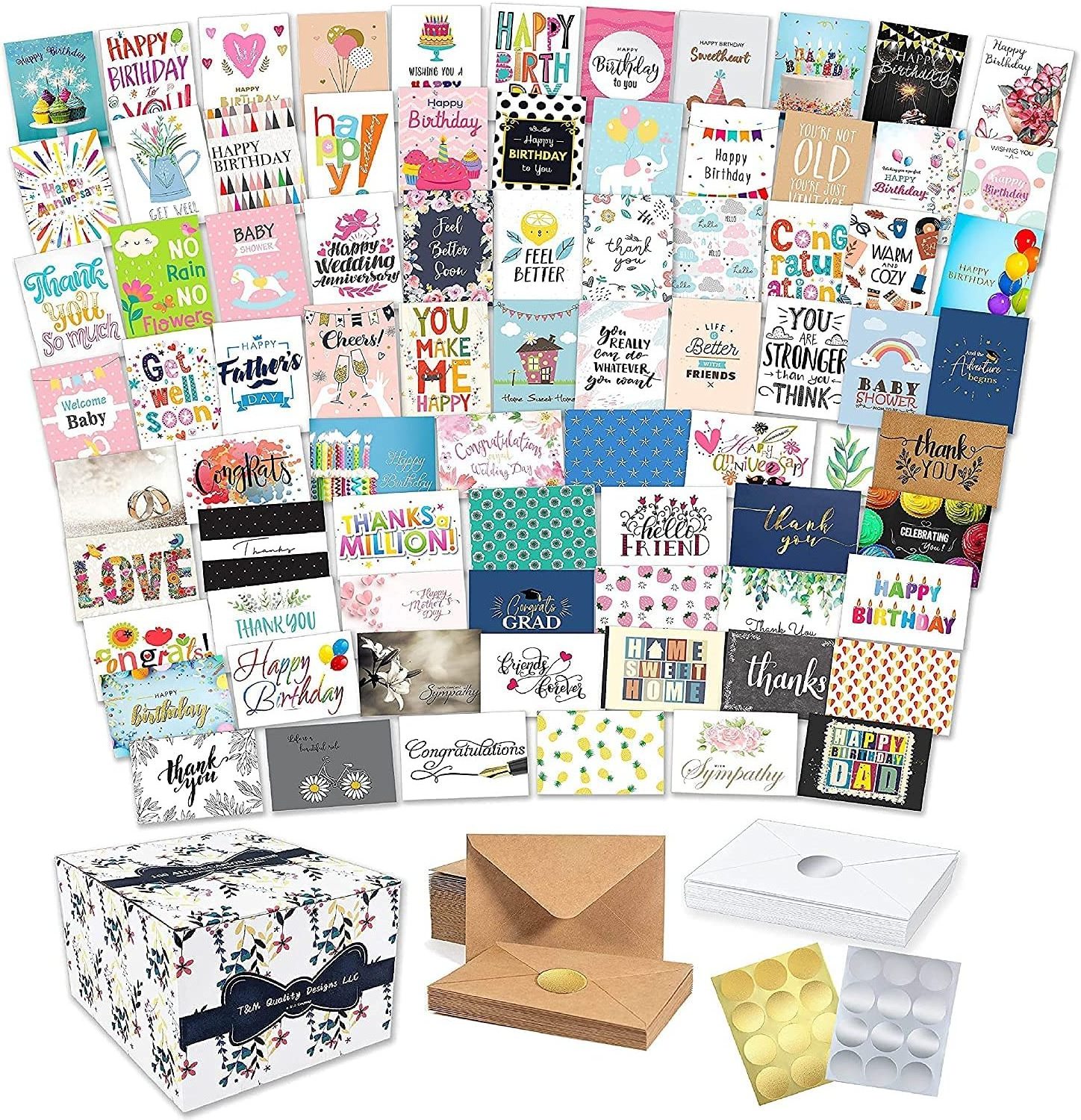 custom printing large all occasion unique greeting cards with stickers and envelopes