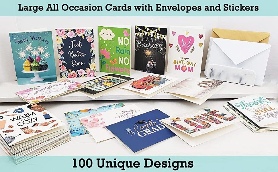 custom printing large all occasion unique greeting cards with stickers and envelopes