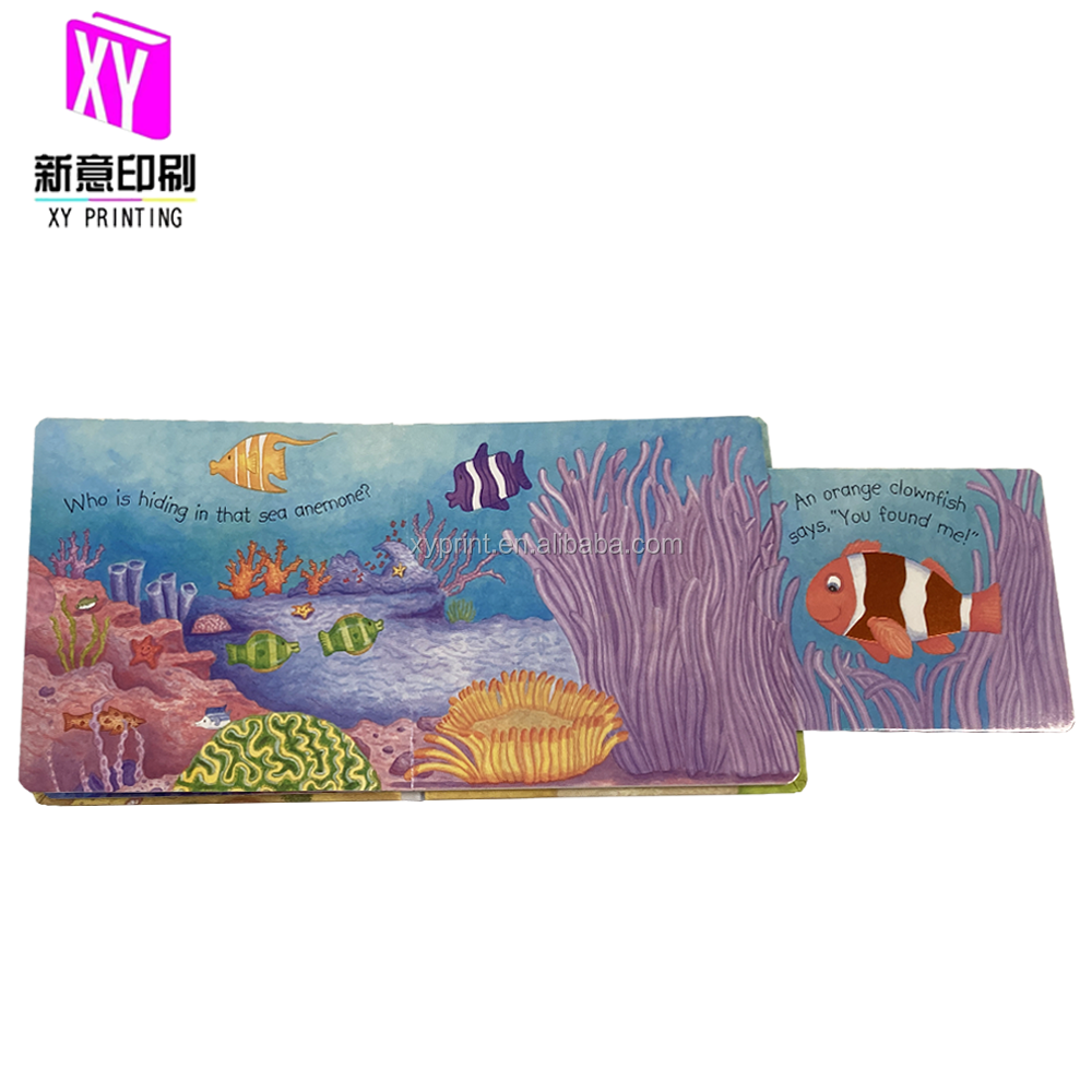 Customized printing services  printing Colorful children book pull and push tab cardboard book for kids