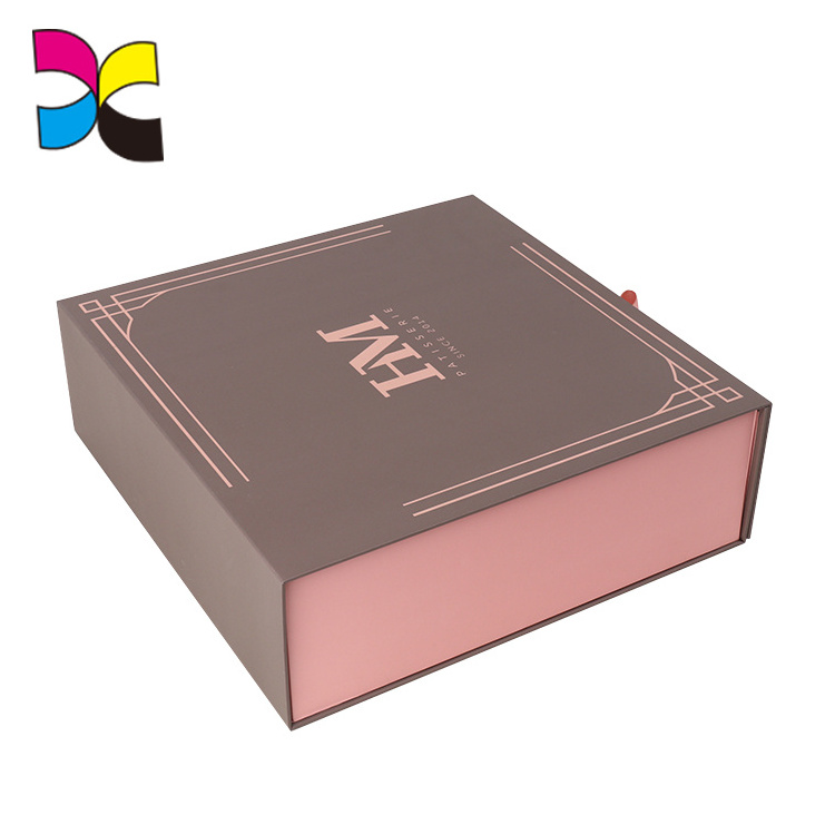 Customized luxury cardboard paper wedding gift box packaging with ribbon foldable