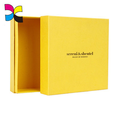 Yellow fabric lid and base box empty small gift box packaging custom cardboard boxes