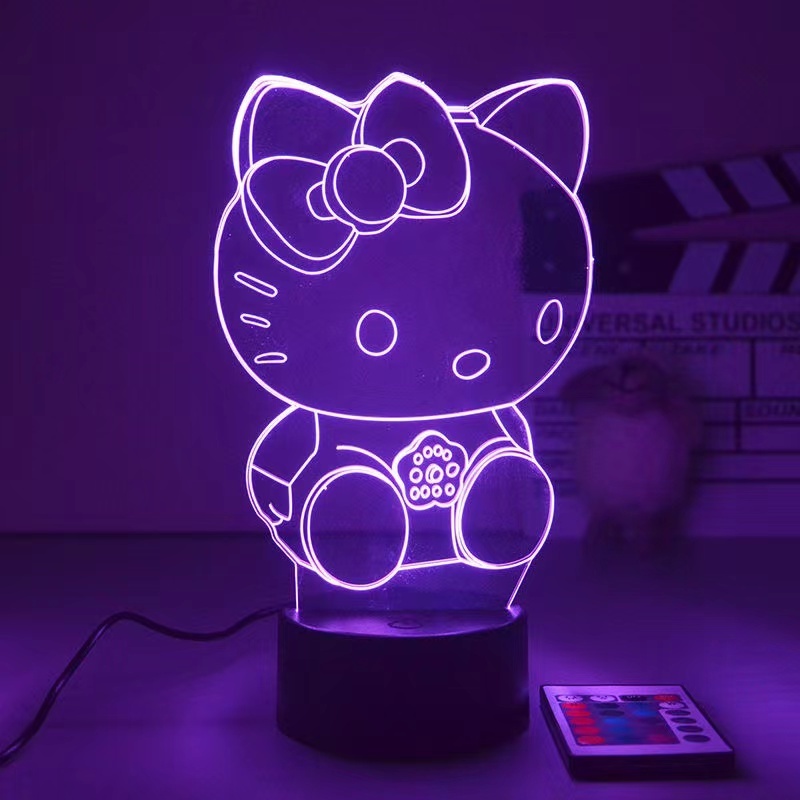 Kitty 3D LED Illusion Lamp 7Colors Changing LED Night Light